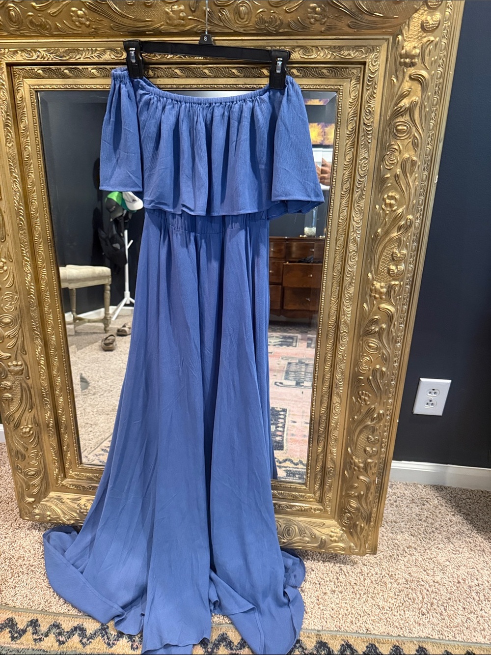 Meghan LA Off-Shoulder Blue Maxi Dress